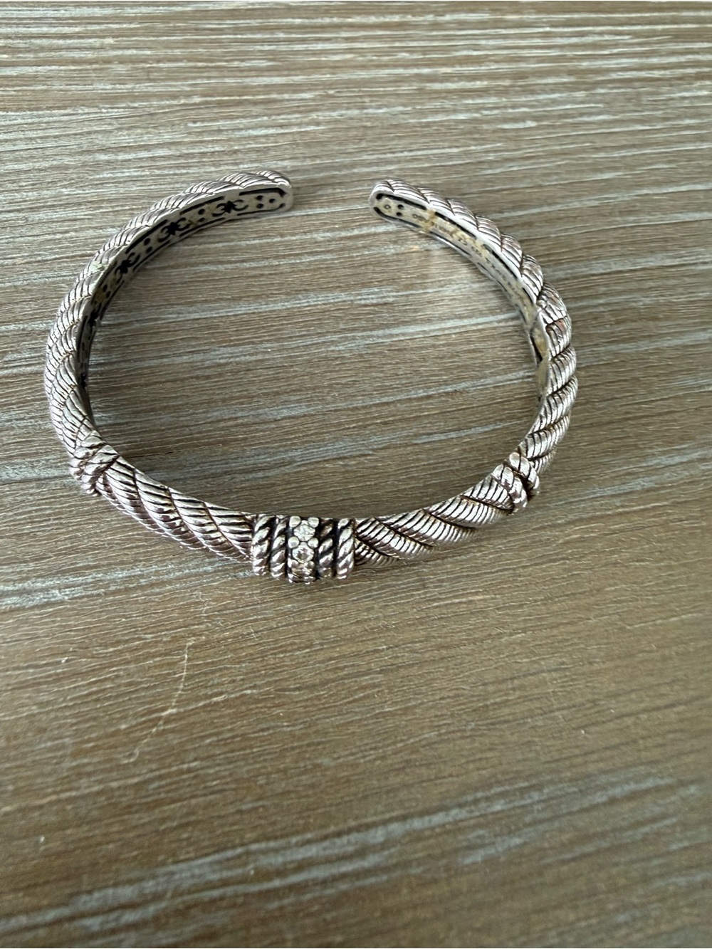 Judith Ripka Sterling Silver 925 CZ Twisted Rope Cuff Bracelet